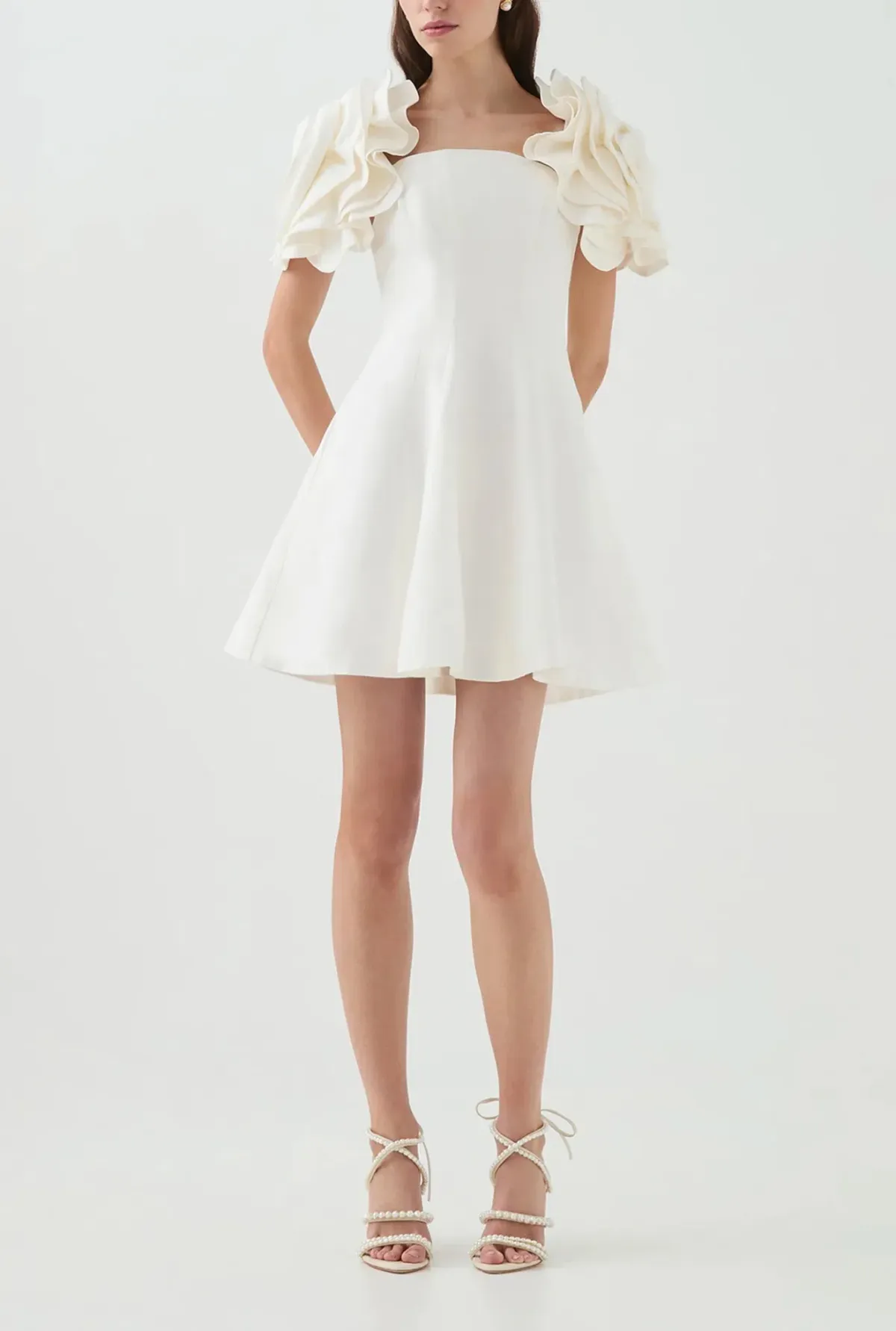 Aje Twyla Mini Dress Ivory Size 10 for rent on The Volte - main image