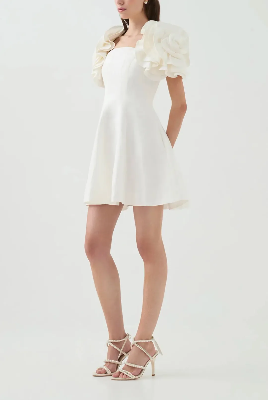 Aje Twyla Mini Dress Ivory Size 10 for rent on The Volte - main image
