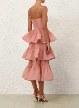 Zimmermann Pleated Tiered Midi in Dusty Pink Size 1 for rent on The Volte - image 3