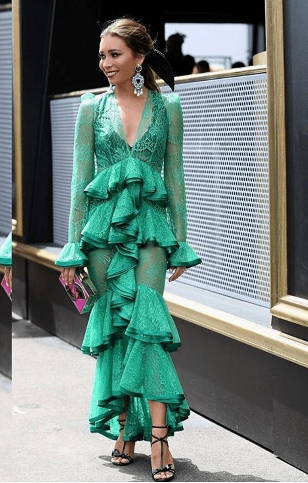 Nicola Finetti Maia dress green size 10 for rent on The Volte - main image