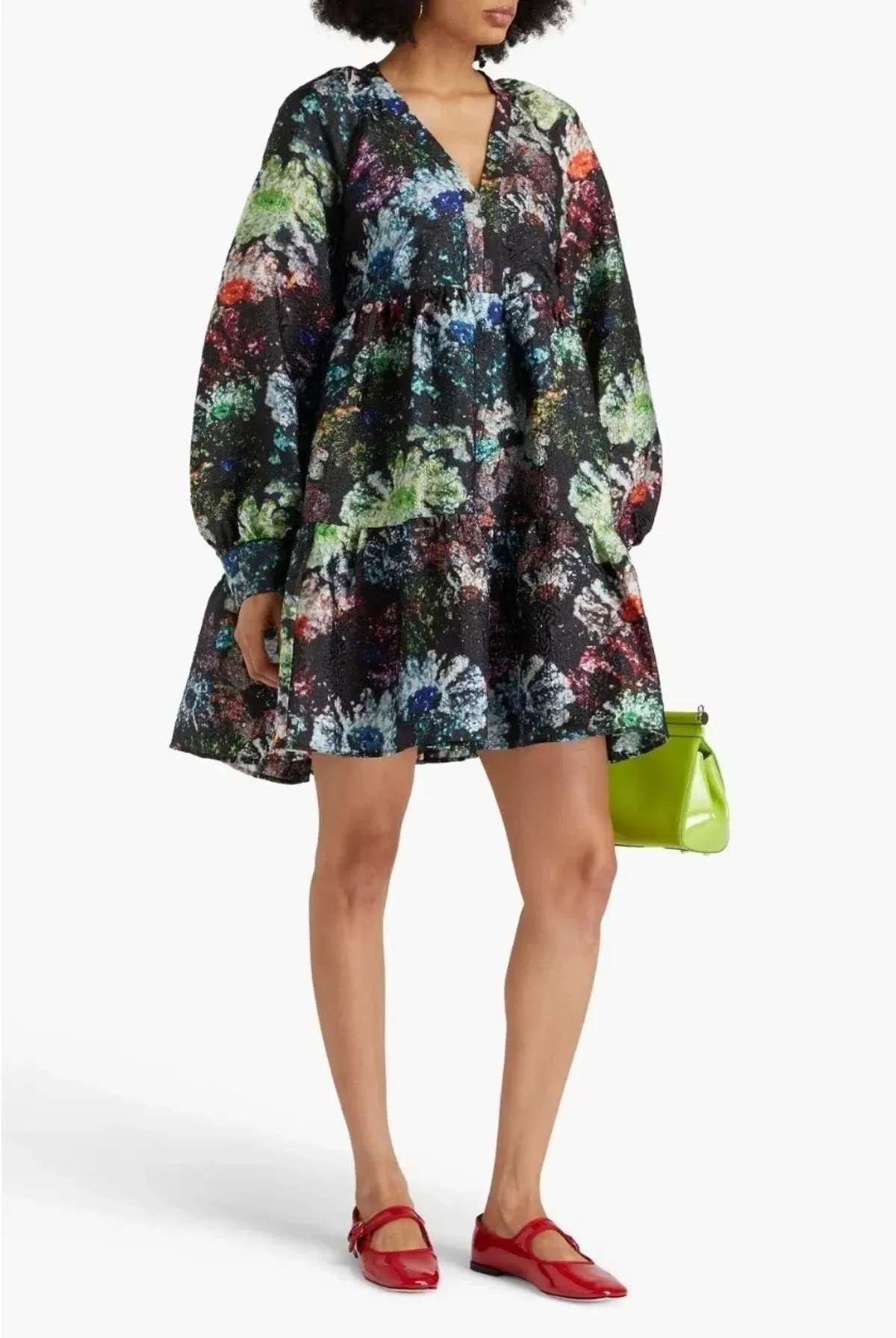 Stine Goya Jasmine Dress Size XL 14 AU/UK Glitter Bloom Floral for rent on The Volte - main image