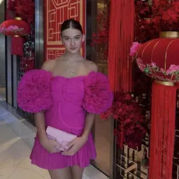 AJE Crystallise Pleated Mini Dress In Fuchsia Size 10 for rent on The Volte - image 2