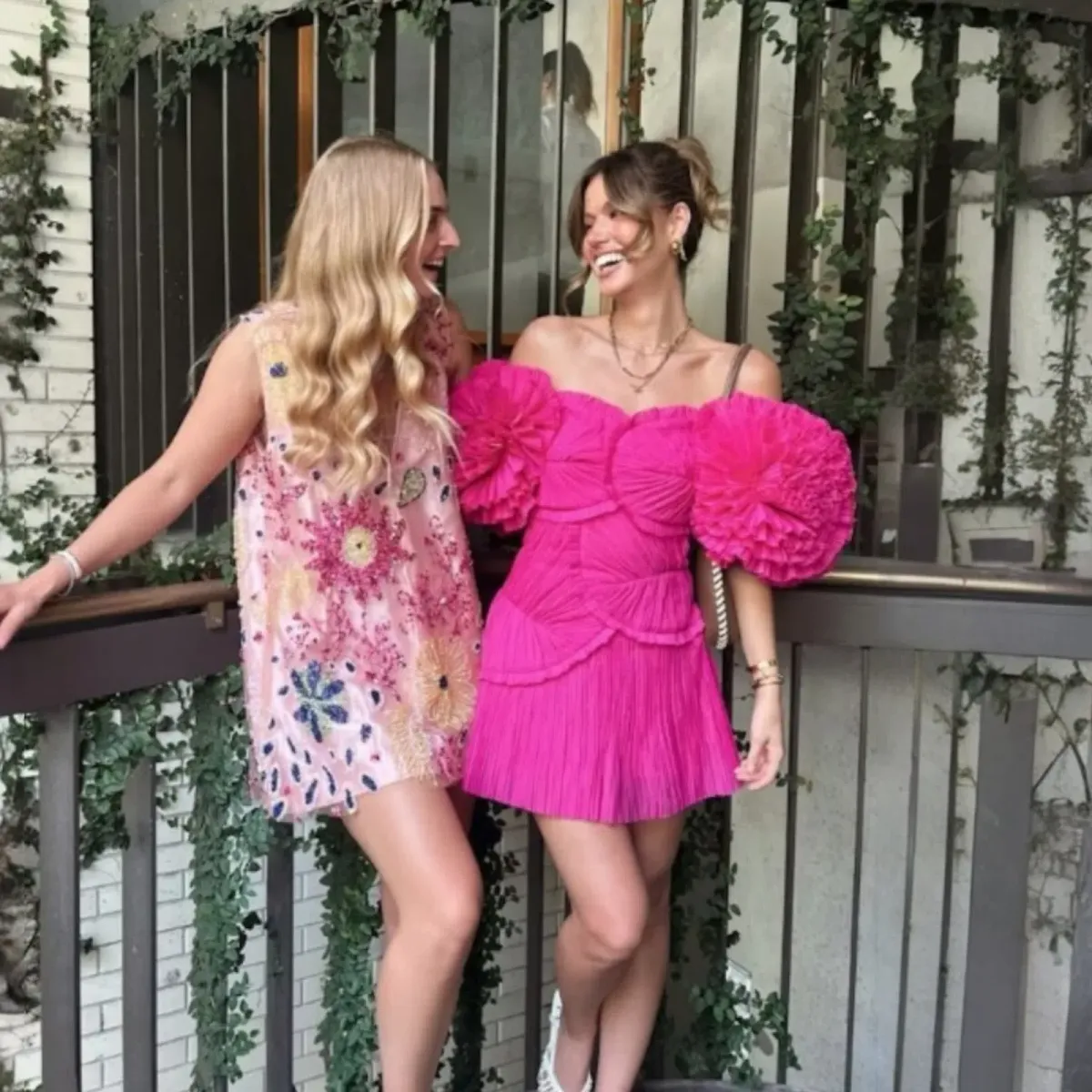 AJE Crystallise Pleated Mini Dress In Fuchsia Size 10 for rent on The Volte - main image