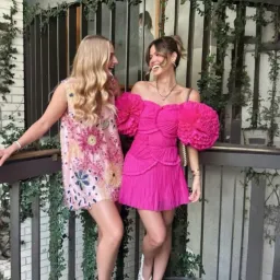 AJE Crystallise Pleated Mini Dress In Fuchsia Size 10 for rent on The Volte - image 1