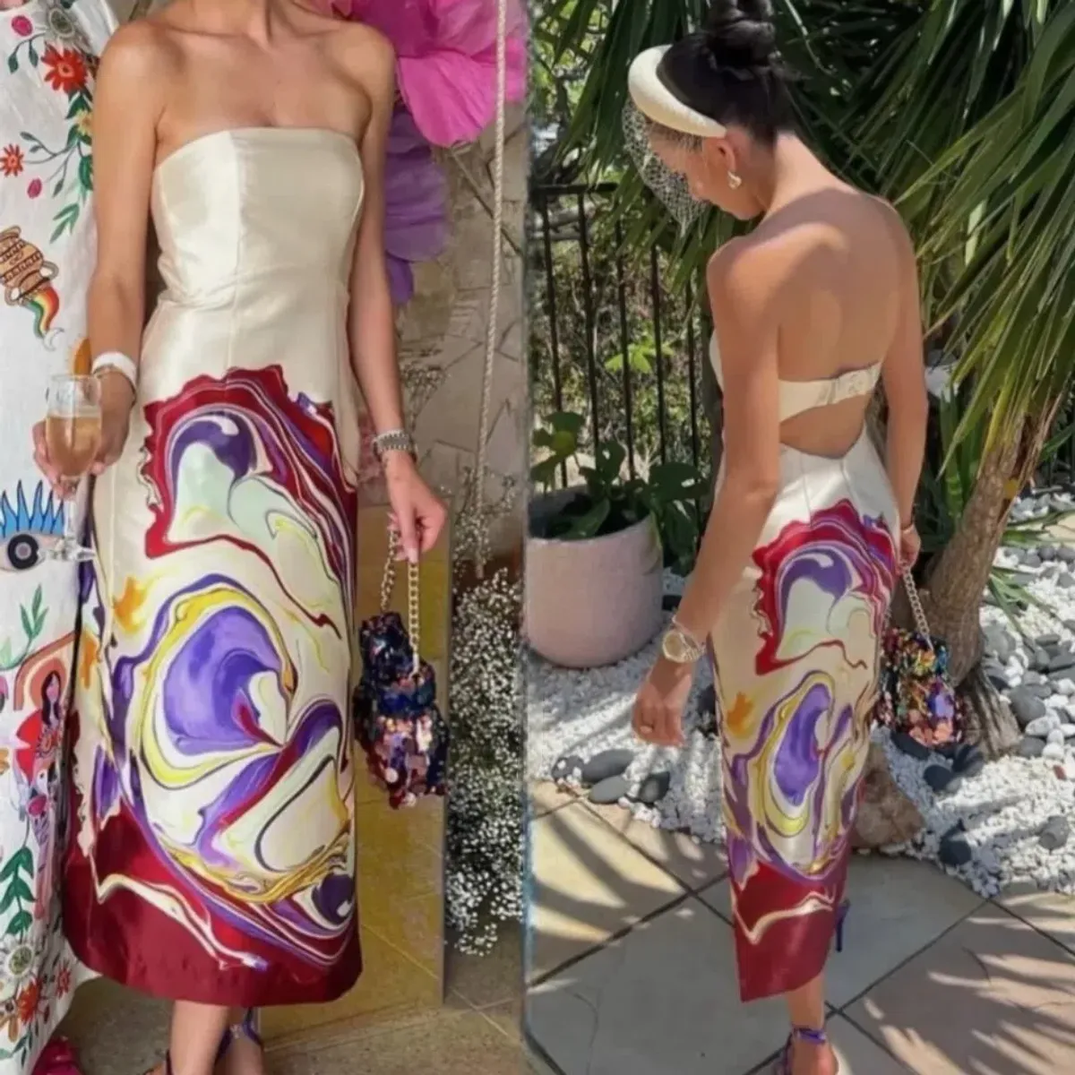 Alemais Luca Corset Midi Dress In Multi Size 6 for rent on The Volte - main image