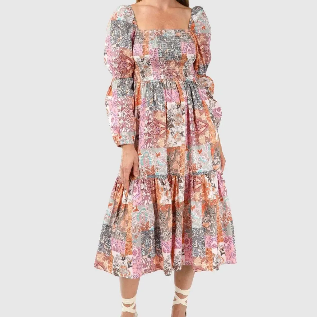 Kachel Allegra Ruffle Midi Dress for rent on The Volte - main image