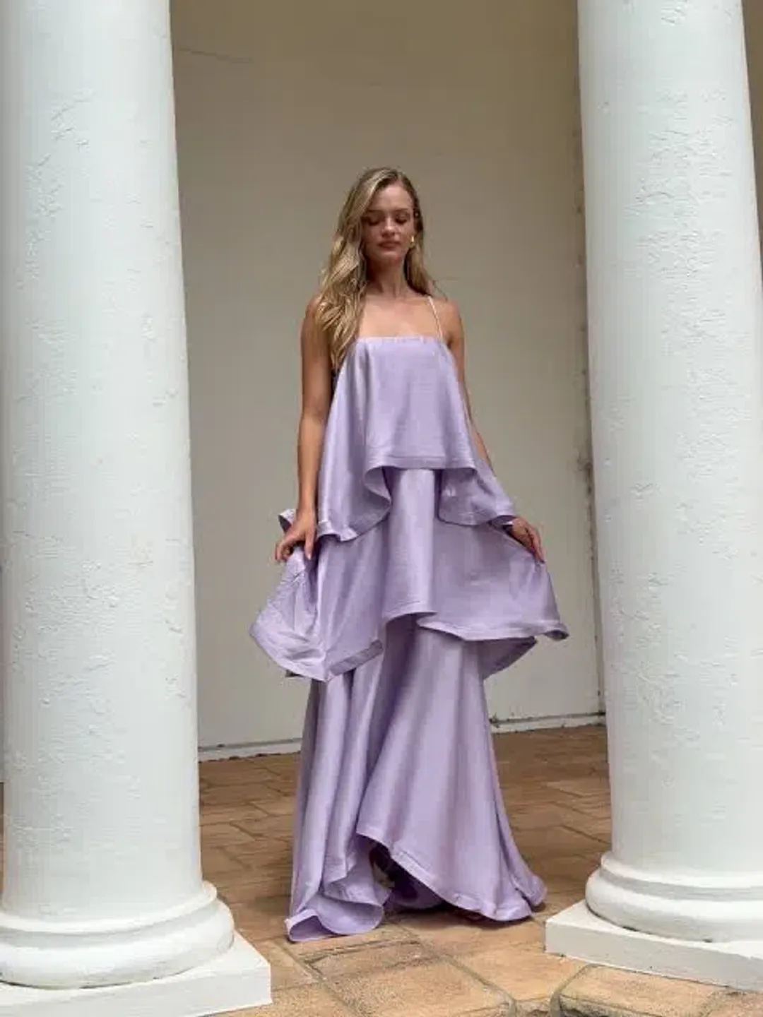 Elliatt Tilly Tiered Maxi Dress size XL / 14 purple  for rent on The Volte - main image