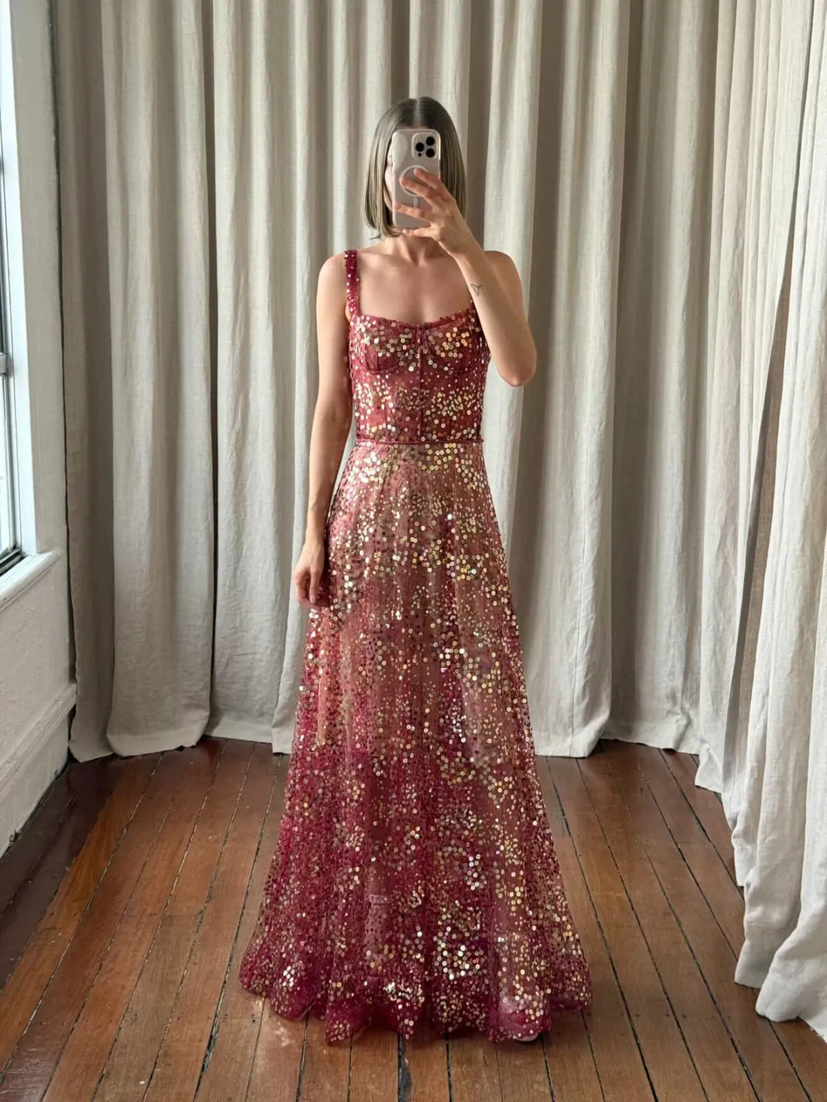 BRONX & BANCO MIDNIGHT GOWN ~ BURGUNDY for rent on The Volte - main image