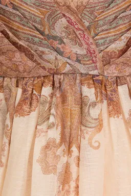 Zimmermann Illustration Draped Midi Dress Cream Paisley Size 10 for rent on The Volte - image 3