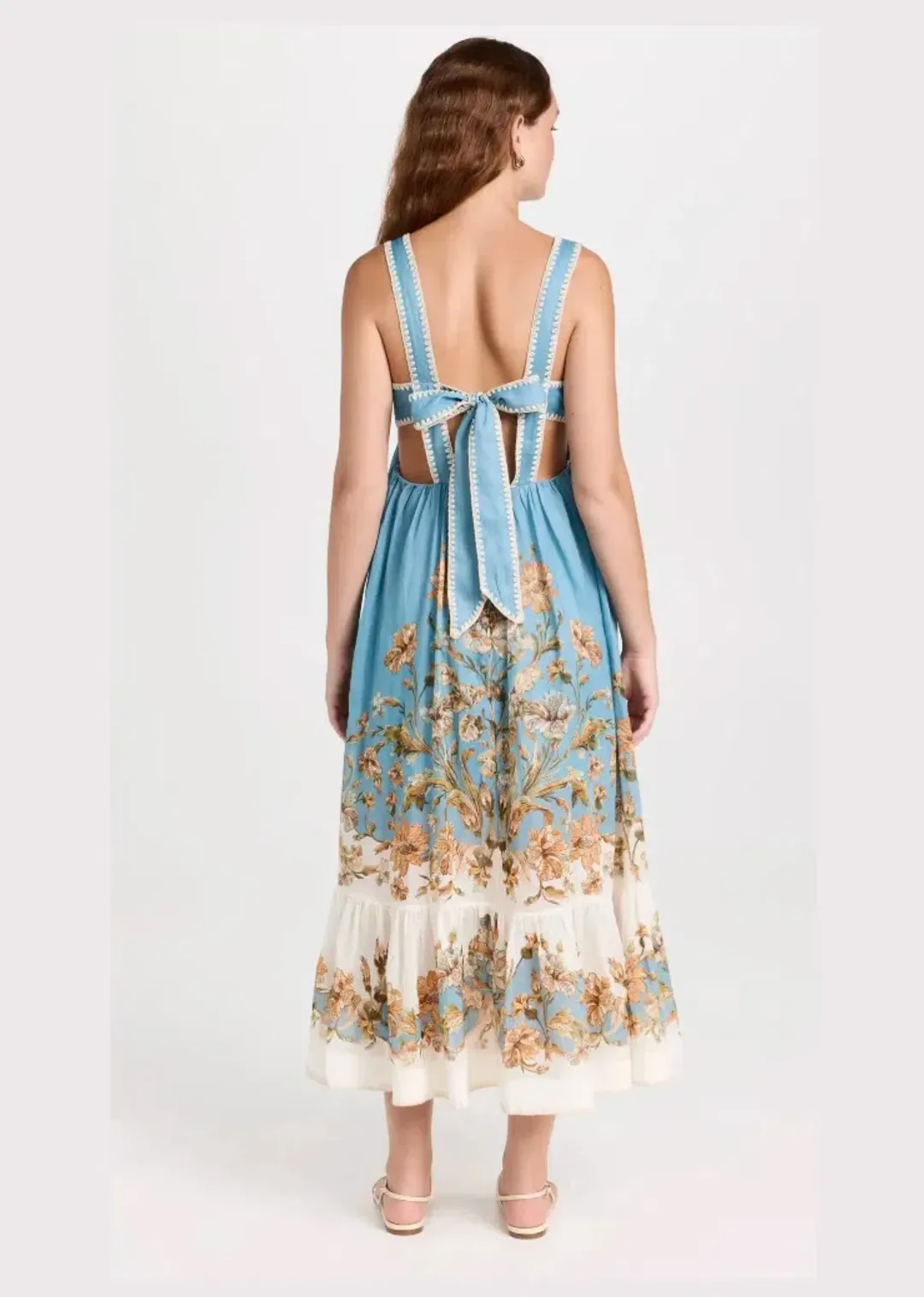 Zimmermann Chintz Tiered Midi Dress Blue Daisy Floral Size 1/ AU 10  for rent on The Volte - main image