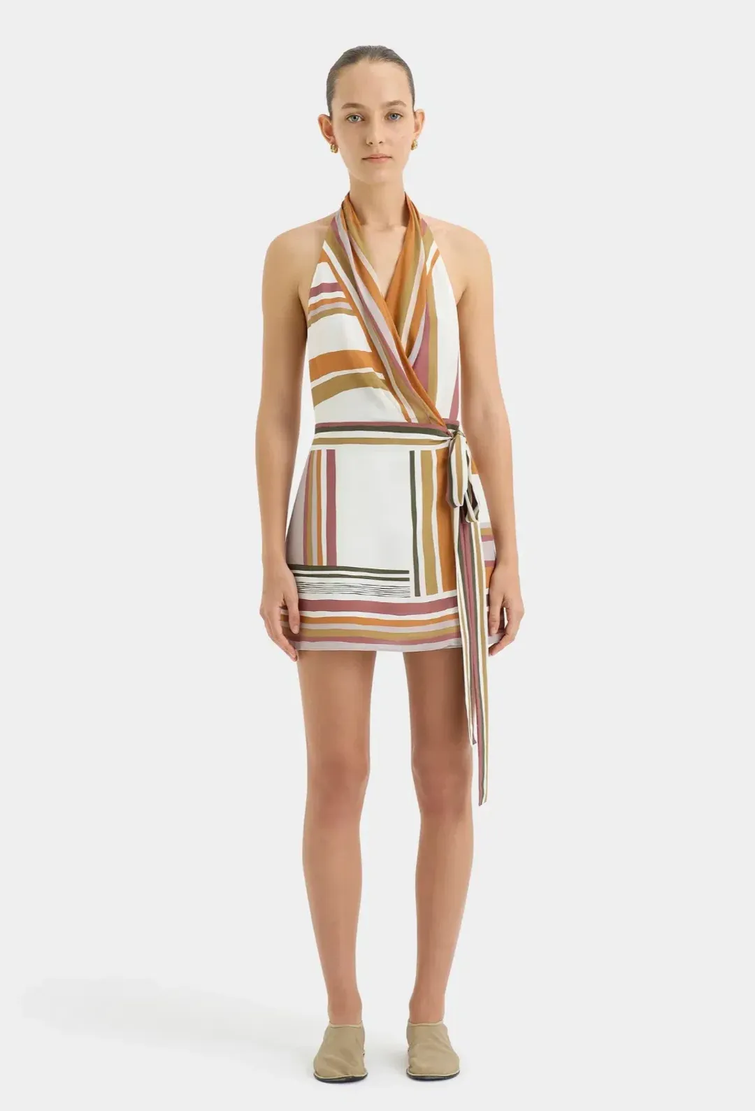Sir The Label Caprera Wrap Halter Mini Dress - Milazzo Stripe - Size XS for rent on The Volte - main image