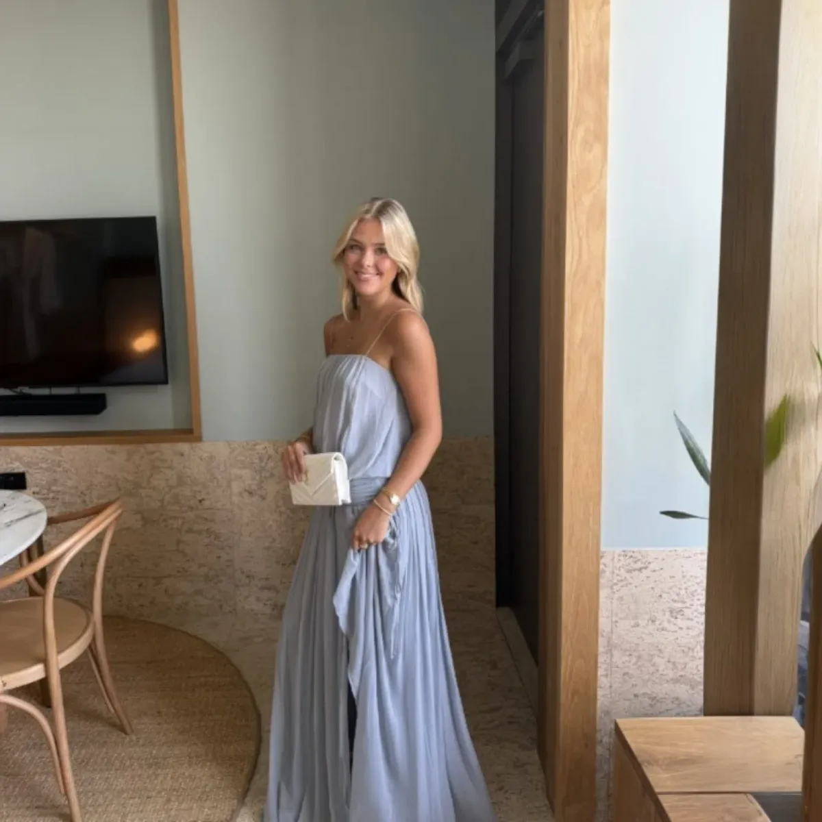 Bec & Bridge Camille Blouson Dress In Cloud Blue Size 8 for rent on The Volte - main image