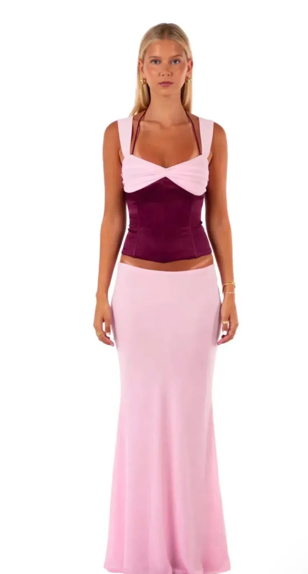 Scarlett corset top and maxi skirt set  for rent on The Volte - main image