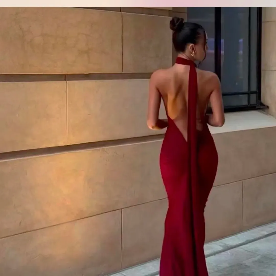 Leonie halter dress colour wine  for rent on The Volte - main image