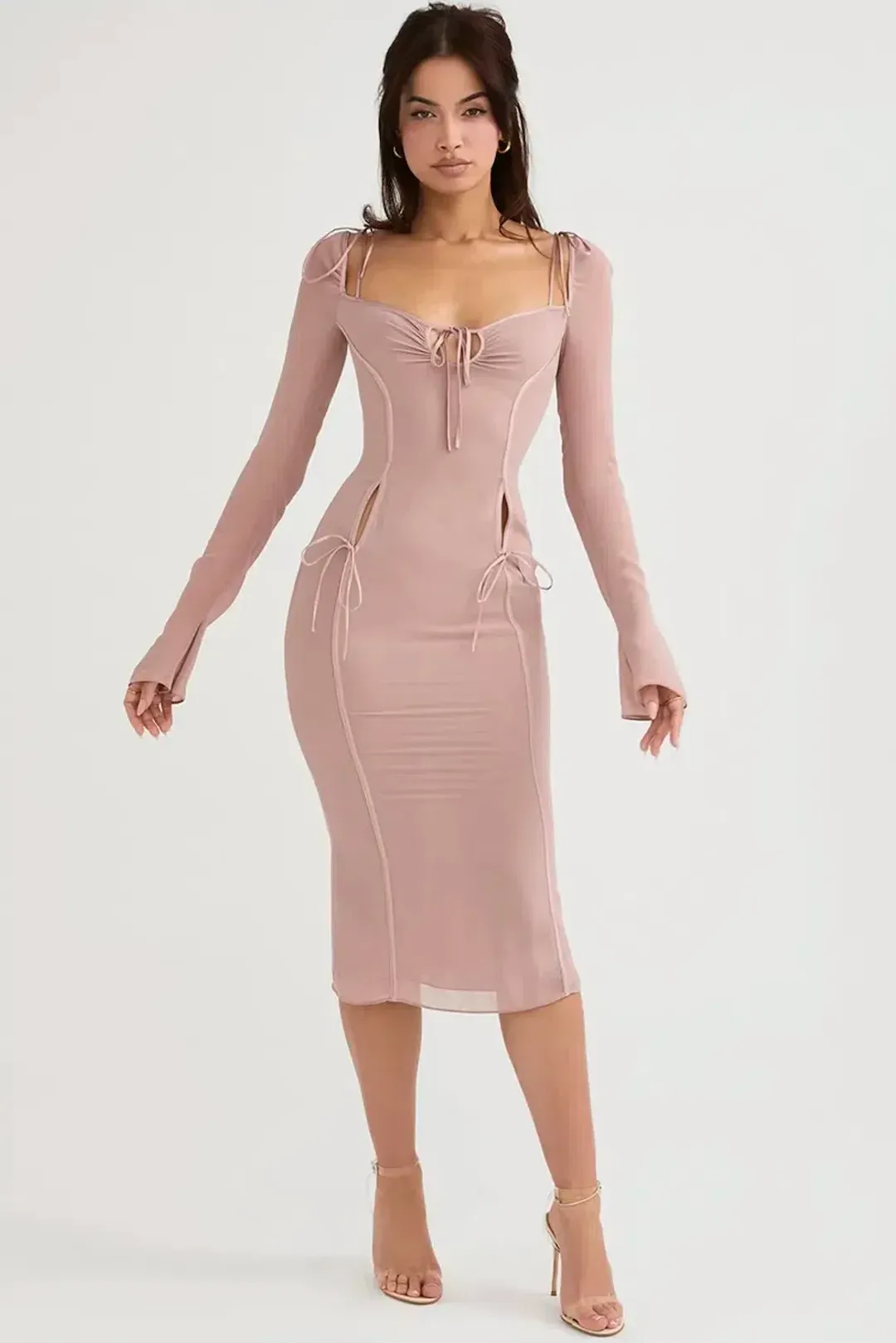 House of CB Ophelia Cutout Midi Dress Blush Size S / AU 8 for rent on The Volte - main image