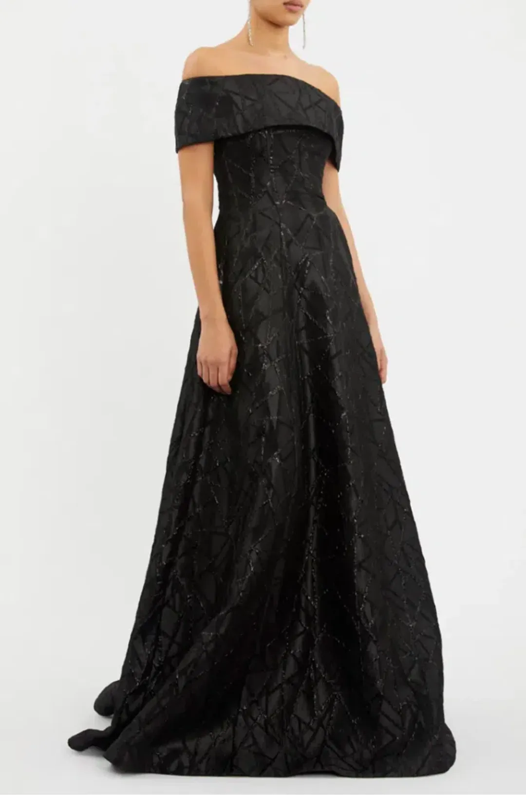 Rebecca Valance Colette Off Shoulder Gown Black Size AU 10 for rent on The Volte - main image