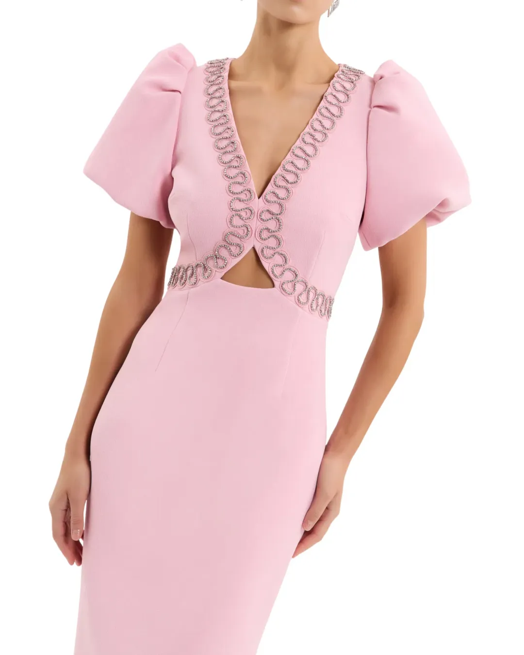Rebecca Vallance Cava Midi Dress Pink Size 14 for rent on The Volte - main image