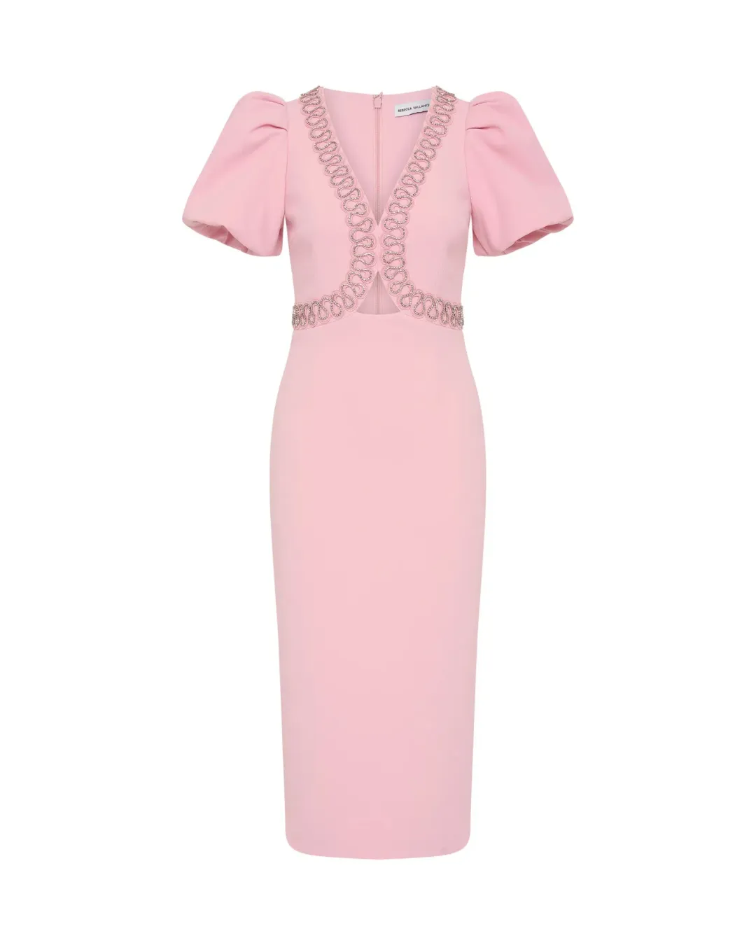 Rebecca Vallance Cava Midi Dress Pink Size 14 for rent on The Volte - main image