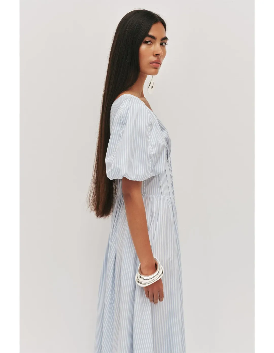 Aje Beau Midi Dress Blue Size 12 for rent on The Volte - main image