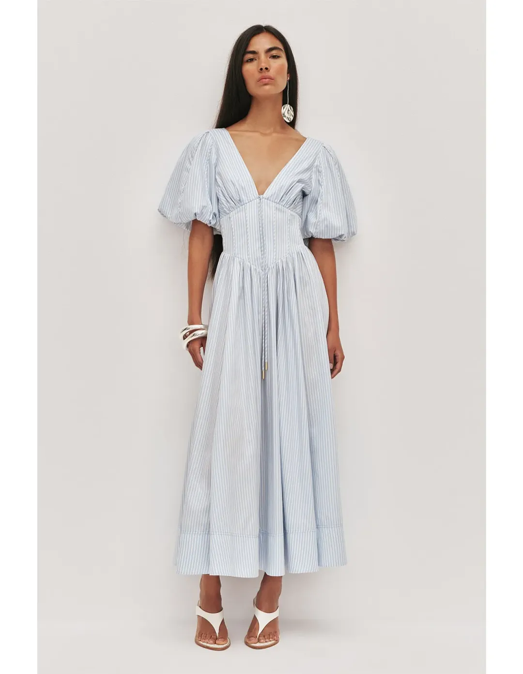 Aje Beau Midi Dress Blue Size 12 for rent on The Volte - main image