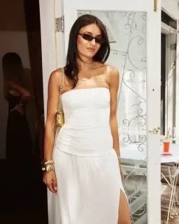 MANNING CARTELL DOUBLE TIME PLEAT STRAPLESS DRESS in WHITE AU 8 | Engagement party, Bridesmaid Dress  for rent on The Volte - image 1