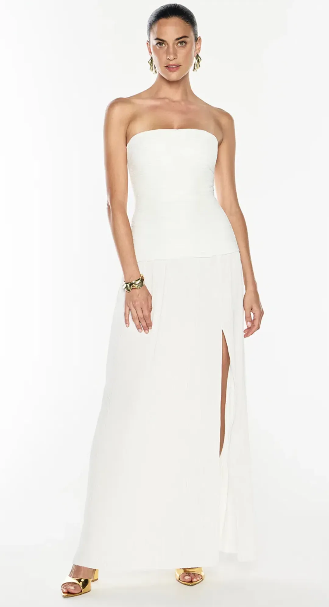 MANNING CARTELL DOUBLE TIME PLEAT STRAPLESS DRESS in WHITE AU 8 | Engagement party, Bridesmaid Dress  for rent on The Volte - main image