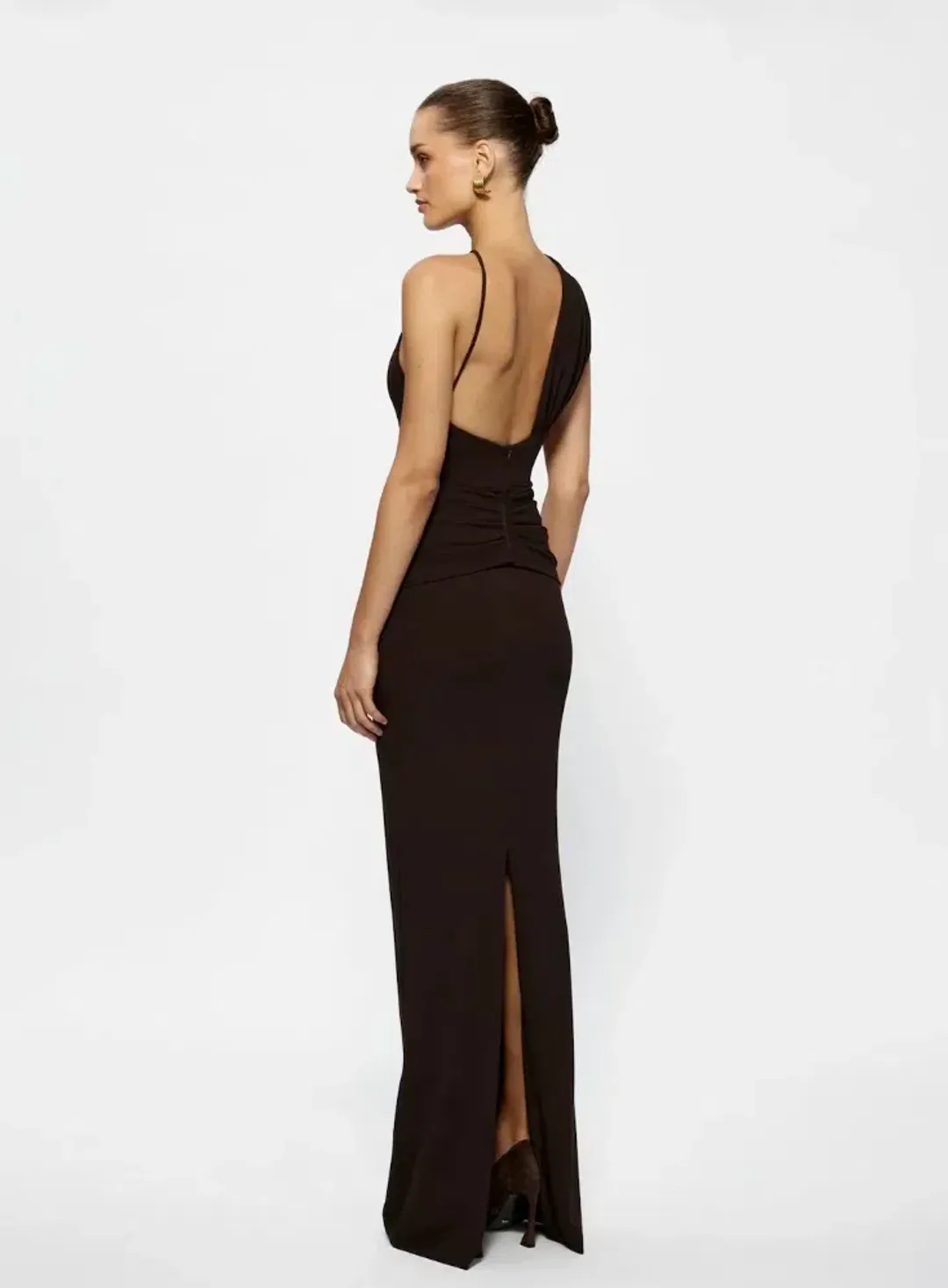 Effie Kats Greer Gown Coffee - Size 8 for rent on The Volte - main image