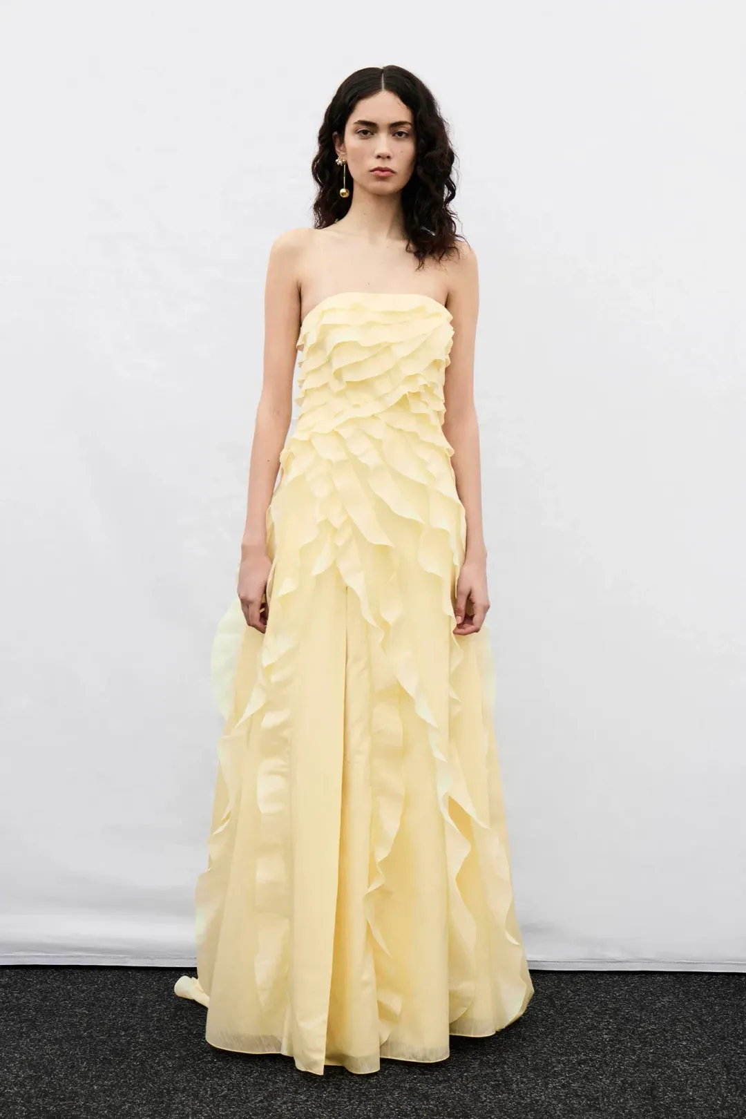Aje Allairie Gown; butter yellow; size 8  for rent on The Volte - main image