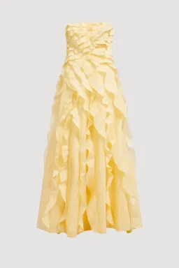 Aje Allairie Gown; butter yellow; size 8  for rent on The Volte - image 3