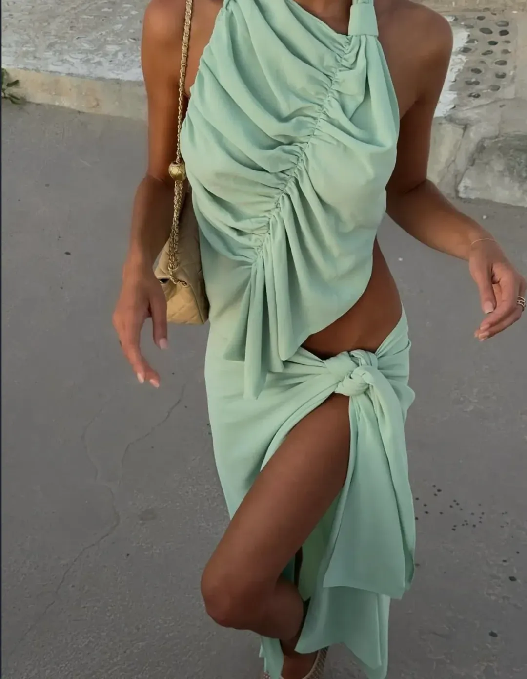 Koster Kulture Bobbies Top Skirt Set Pistachio Green Size Small for rent on The Volte - main image