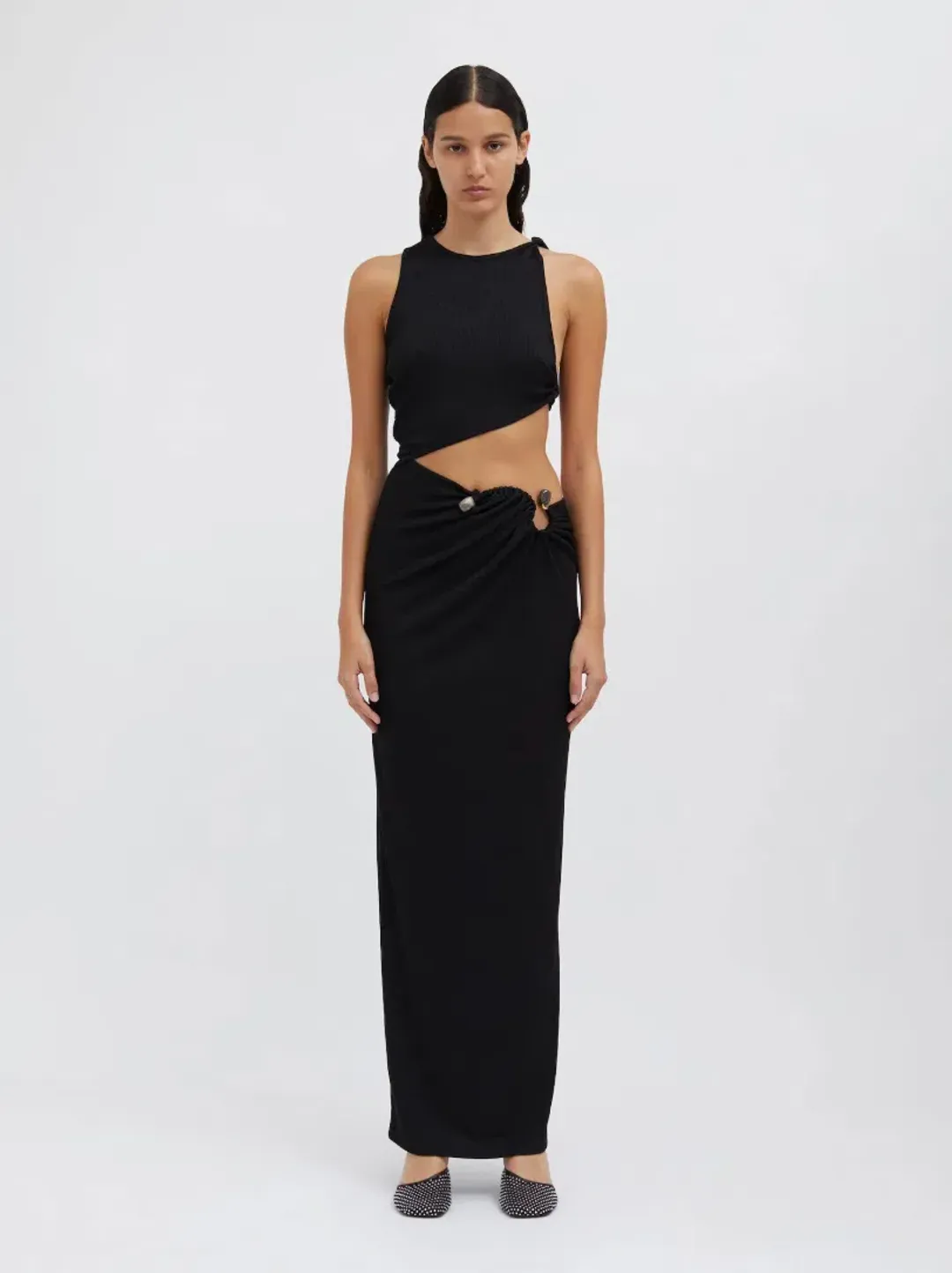 Christopher Esber Stone Scythe Tank Dress Black Size 8 for rent on The Volte - main image