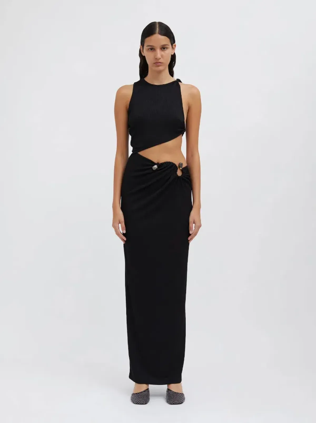 Christopher Esber Stone Scythe Tank Dress Black Size 8 for rent on The Volte - main image