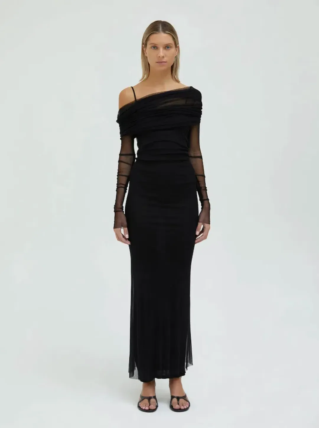Christopher Esber Veiled Dress Black Size 8 for rent on The Volte - main image