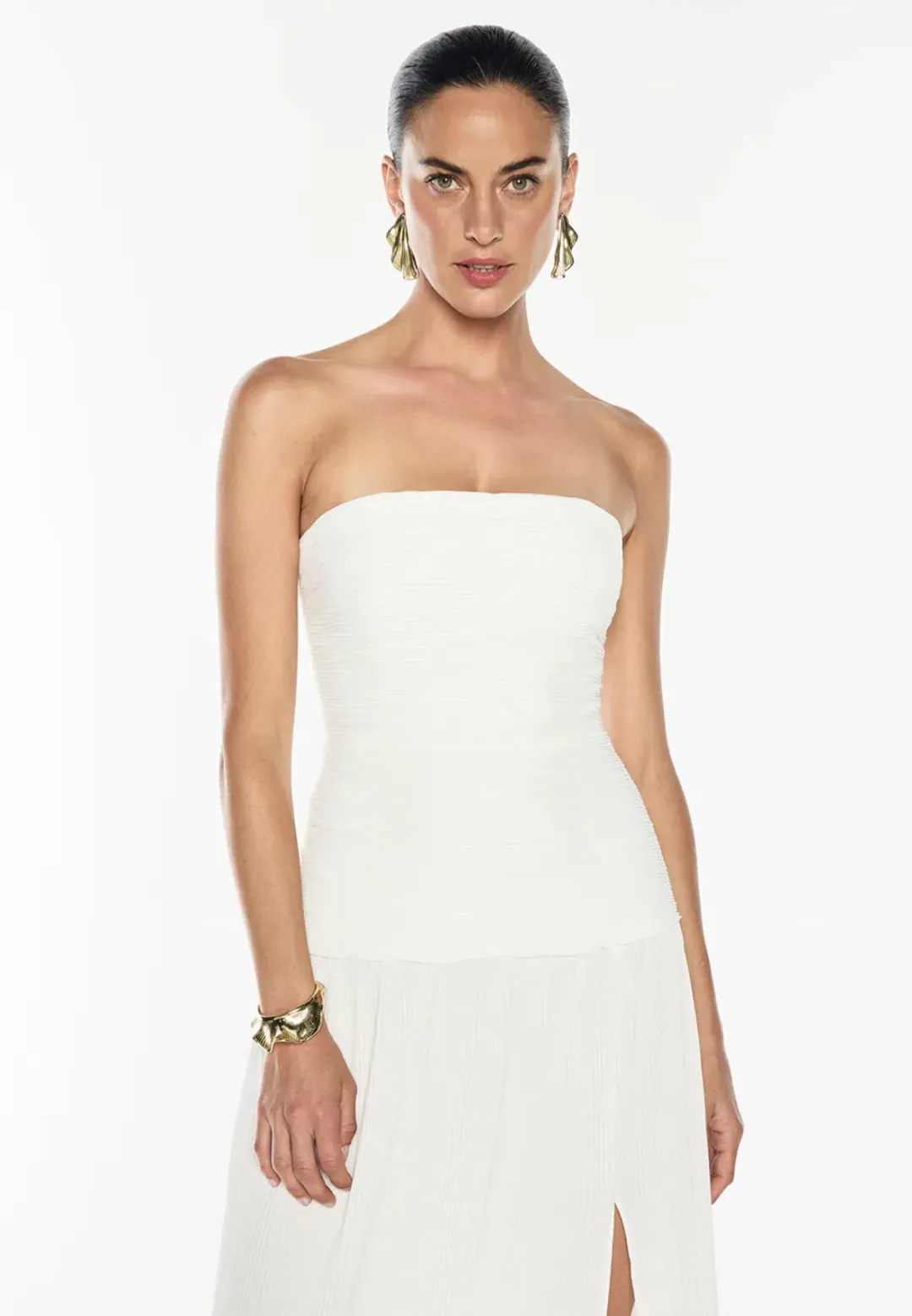 MANNING CARTELL DOUBLE TIME PLEAT STRAPLESS DRESS in WHITE AU 14 | Engagement party, Bridesmaid Dress for rent on The Volte - main image