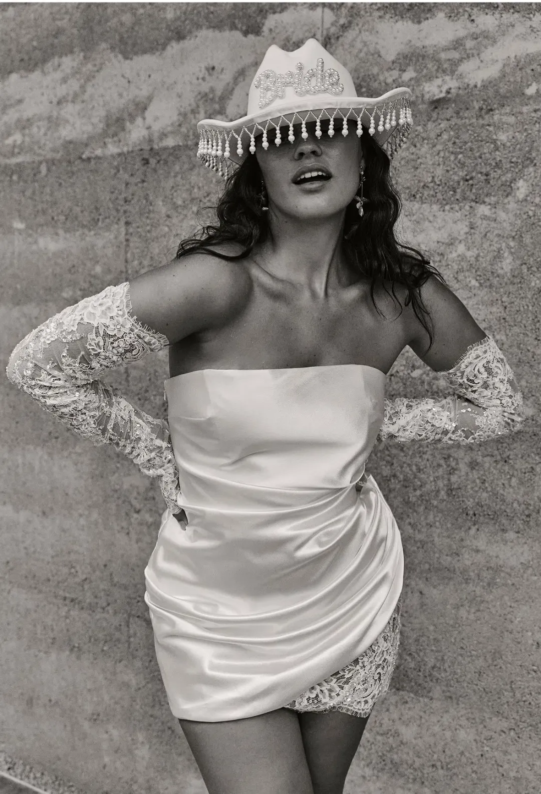 GRACE LOVES LACE SATEEN STRAPLESS MINI WEDDING DRESS IN L (FITS AU 12-14 ) | RECEPTION, HEN'S & BACHELORETTE PARTY DRESS for rent on The Volte - main image