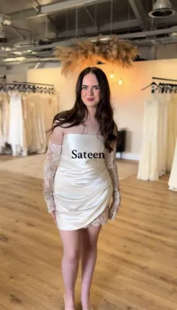 GRACE LOVES LACE SATEEN STRAPLESS MINI WEDDING DRESS IN L (FITS AU 12-14 ) | RECEPTION, HEN'S & BACHELORETTE PARTY DRESS for rent on The Volte - image 4