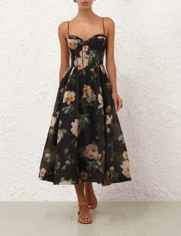Zimmermann Luna Corset Midi Dress Black Rose Size 0 / AU 8 for rent on The Volte - image 2
