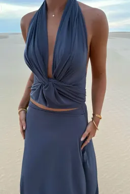 Donna'a Daughter Co. Sola Top/Suki Skirt Set in Steel Size S for rent on The Volte - image 3