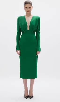 Rachel Gilbert Florida Long Sleeve Midi Dress in Green , Size 2 / AU 10 for rent on The Volte - image 1