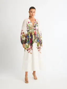 Sheike Impression Maxi Dress Size AU 16 / US 12 Tencel Linen Floral Print Long Sleeve Gown for rent on The Volte - image 5