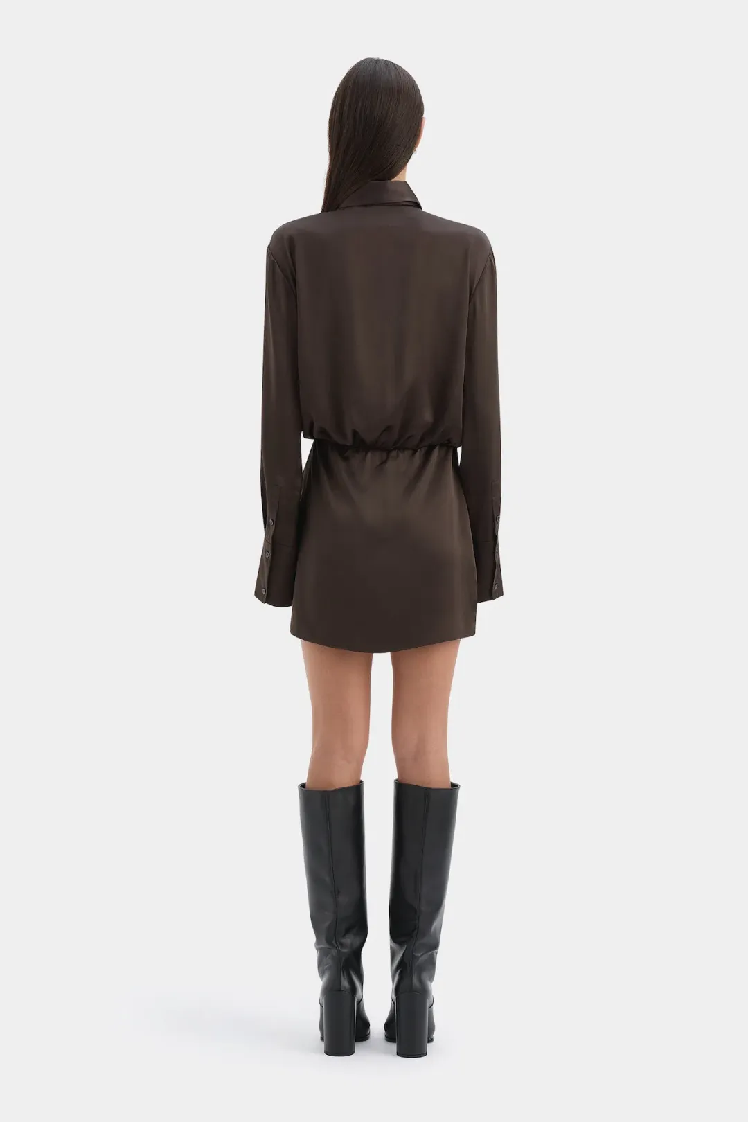 Sir the Label Sorrento Shirt Dress in Bitter Chocolate Size 1 / AU 8 for rent on The Volte - main image
