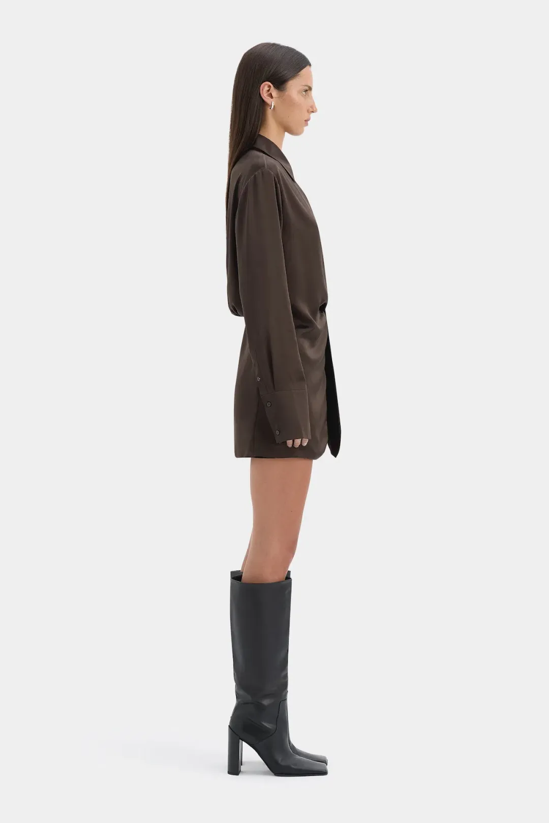 Sir the Label Sorrento Shirt Dress in Bitter Chocolate Size 1 / AU 8 for rent on The Volte - main image