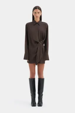 Sir the Label Sorrento Shirt Dress in Bitter Chocolate Size 1 / AU 8 for rent on The Volte - image 1