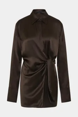 Sir the Label Sorrento Shirt Dress in Bitter Chocolate Size 0 / AU 6 for rent on The Volte - image 4