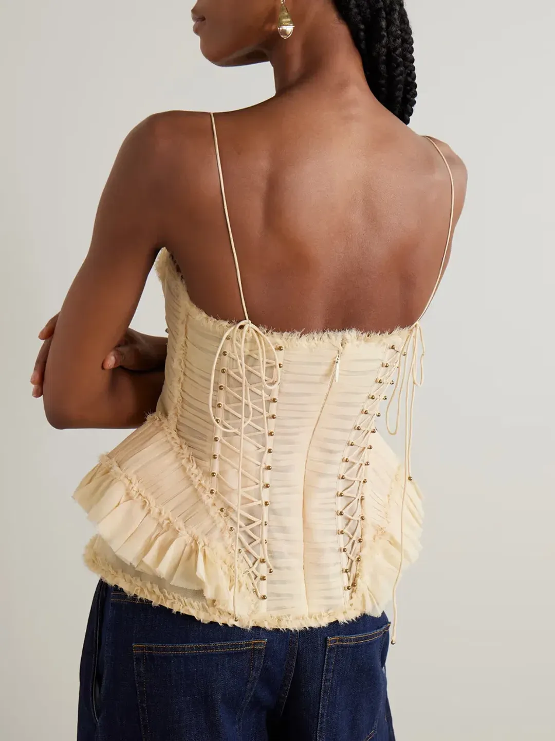 Zimmermann Rebellion Frayed Corset in Cream Size 1 / AU 10 for rent on The Volte - main image