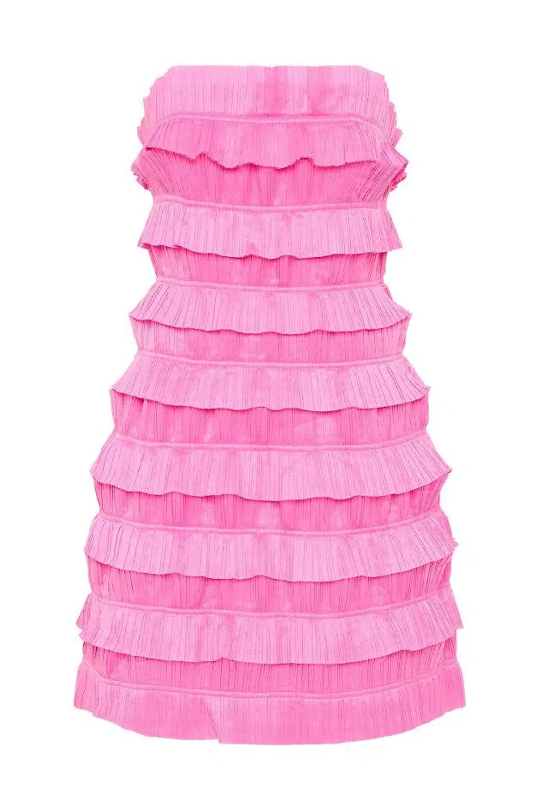 New AJE Strapless 'Palladium' Ruffled Mini Dress in Muted Fuchsia Pink - Size 6 AU for rent on The Volte - main image