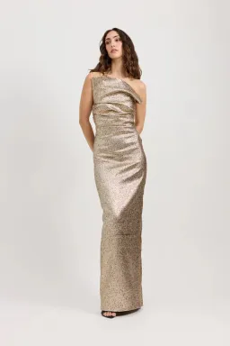 Tojha Tacoma Dress in Metallic Champagne; size 10 for rent on The Volte - image 1