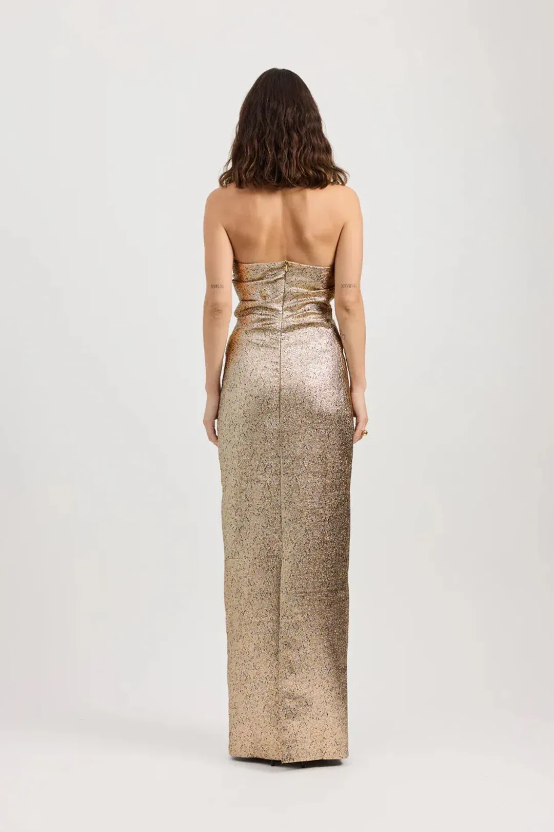 Tojha Tacoma Dress in Metallic Champagne; size 10 for rent on The Volte - main image