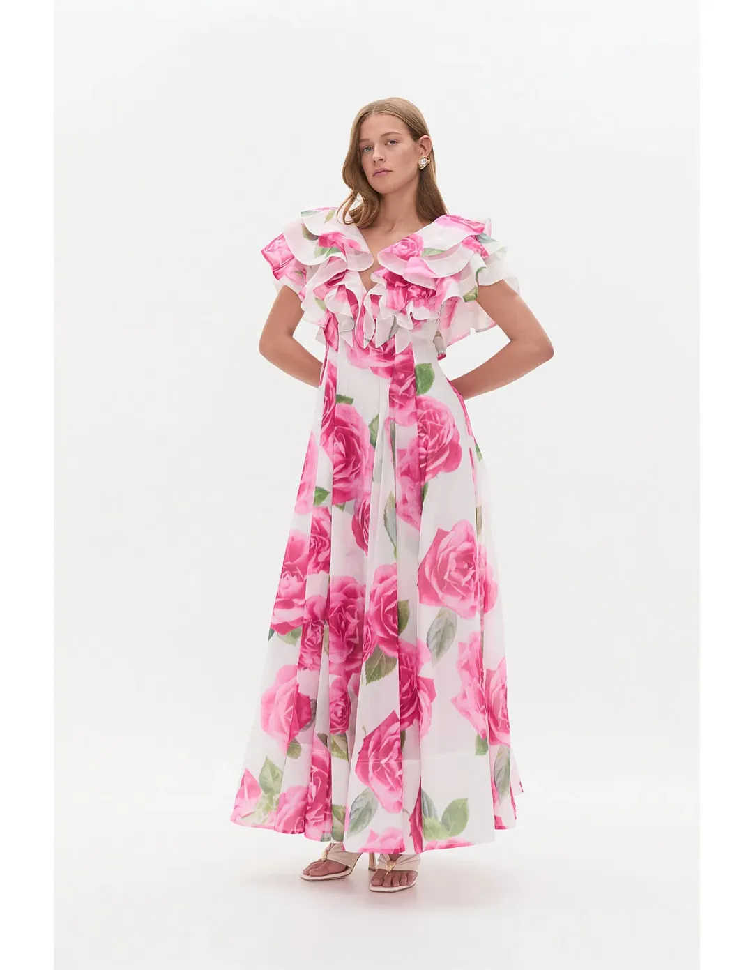 NEW Aje Olea Maxi Dress - Size 10 gown - Soft Light Rose Pink for rent on The Volte - main image