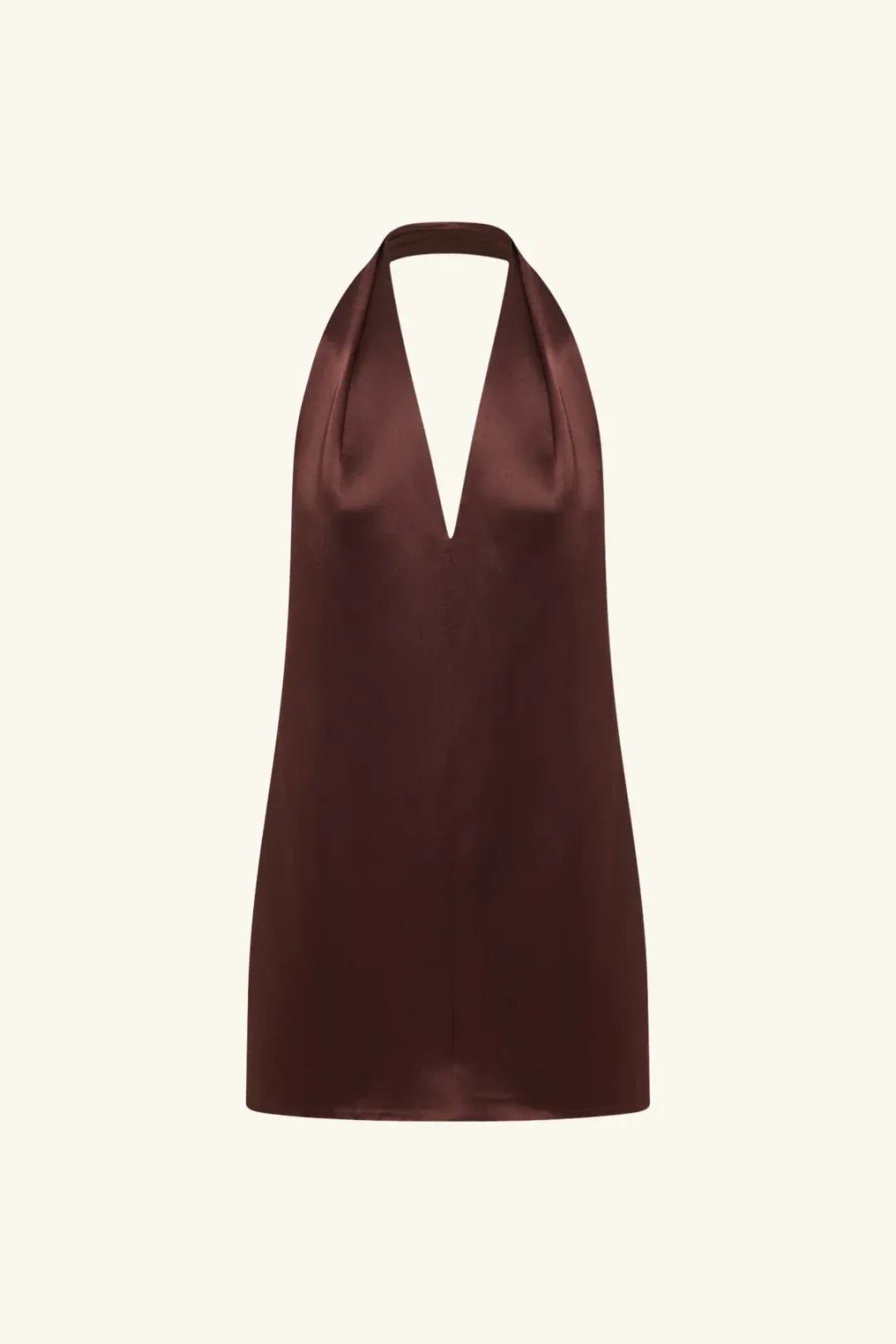 Savanna Halter Neck Mini Dress Coffee size 8  for rent on The Volte - main image